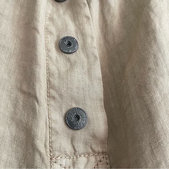 Anthropologie Natalia Linen Wide Leg Pants Women’s L High Waist Crop Boho Tan - Picture 10 of 16